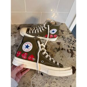 Converse X Comme Des Garçons Cdg Play Chuck Taylor High Tops Olive Green W 9 M 7